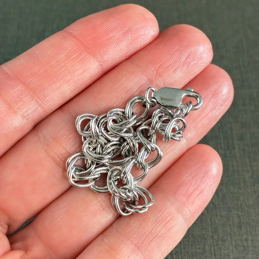 Vintage Sterling Silver Bracelet Double Curb Link Starter Charm Estate 925 7 " - Picture 8 of 10